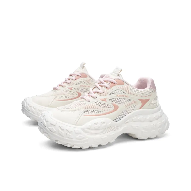 Warrior Breathable And Slip Resistant Low Top Chunky Sneakers Women's Beige Pink-1