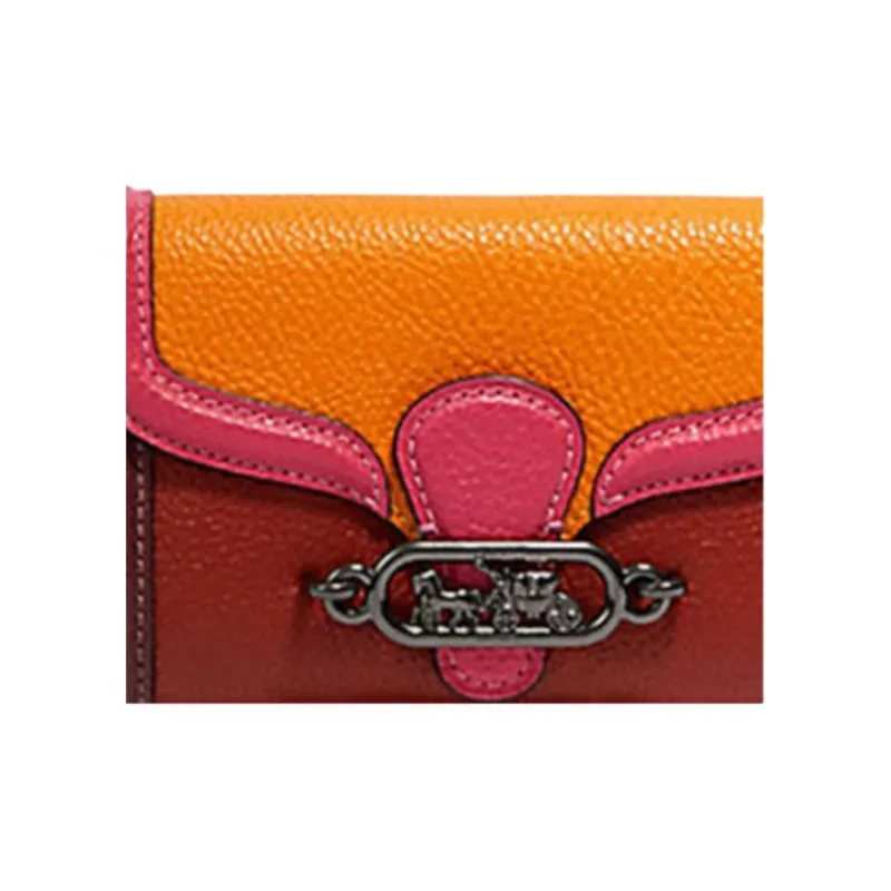 COACH Jade Leather Wallet Medium Size Women's Orange Red Pink Multicolor-2