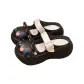 Shoes, Black SY Print Rabbit Closed Toe Slippers