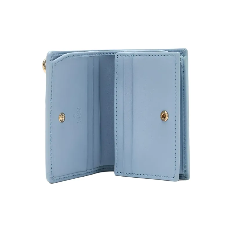 GUCCI Coated Canvas Wallet Mini Women's Blue & Brown-2