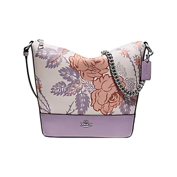 COACH Paxton Leather Hobo Bag Shoulder Bag Crossbody Bag Small Size Women's White & Purple