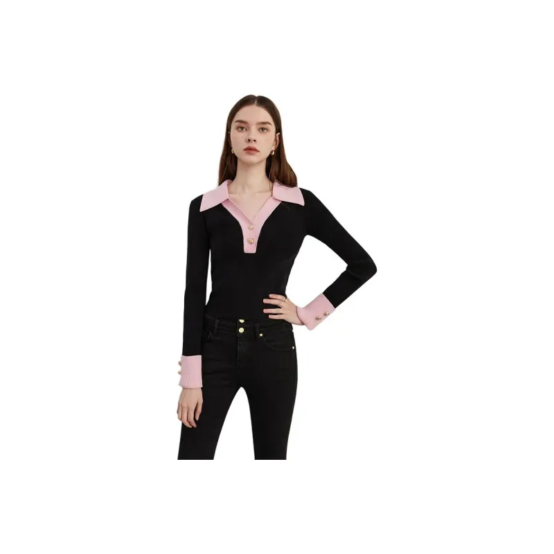 DPLAY Knitwear Women's Black & Pink Top-0