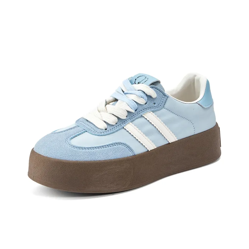 La Chapelle Anti Slip Wear Resistant Low Top Skateboard Shoes Women's Light Blue-1