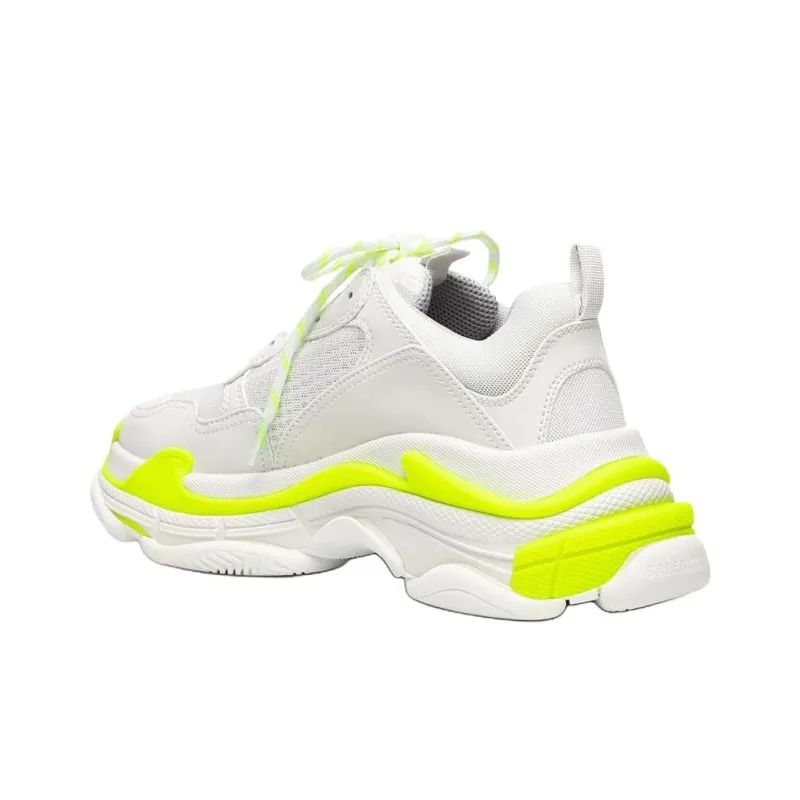 Balenciaga Triple S Low Top Chunky Sneakers Men's Neon Yellow-3