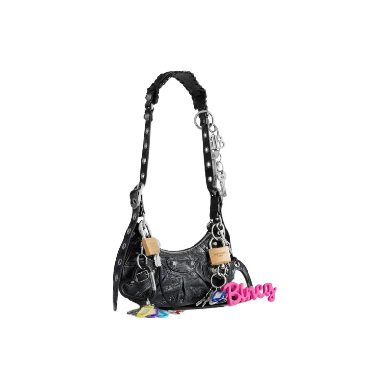 Balenciaga Le Cagole Lambskin Shoulder Bag Mini Women's Black-1