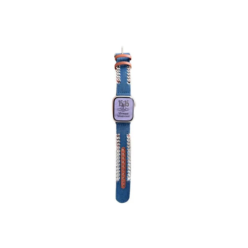 KVZUVUU Apple Compatibility Watch Band Denim Material-3