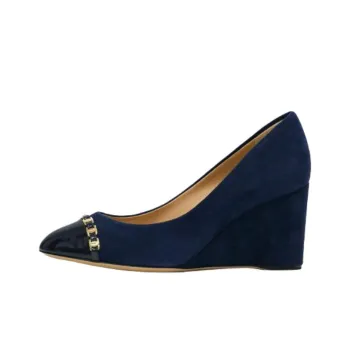 FERRAGAMO Wedge Heel High Heels 7.5cm Women's Blue