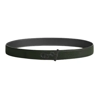 HERMES Stainless Steel, Calfskin Leather Belts Men's Green 3.2CM