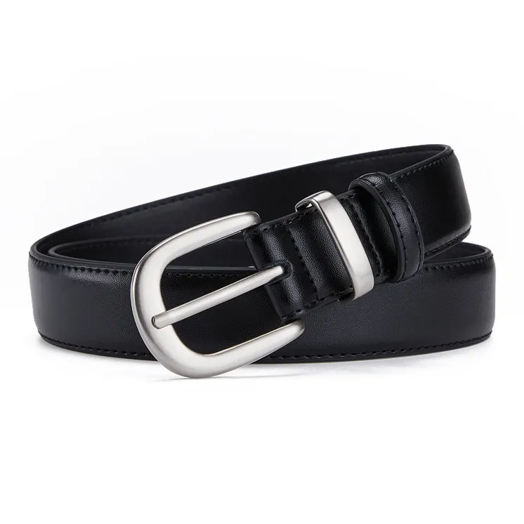 Jeccieziio Cow Leather Belts Unisex Silver Width  3CM-3