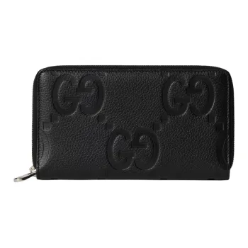 GUCCI Jumbo GG Leather Wallet Mini Women's Deep Red & Beige