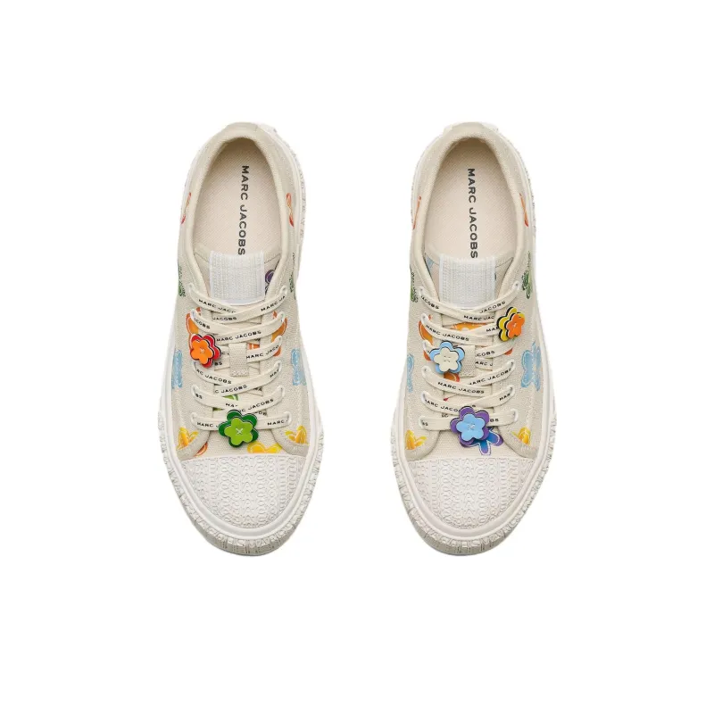 MARC JACOBS Low Top Canvas Shoes 3.5cm Women's Ecru-3