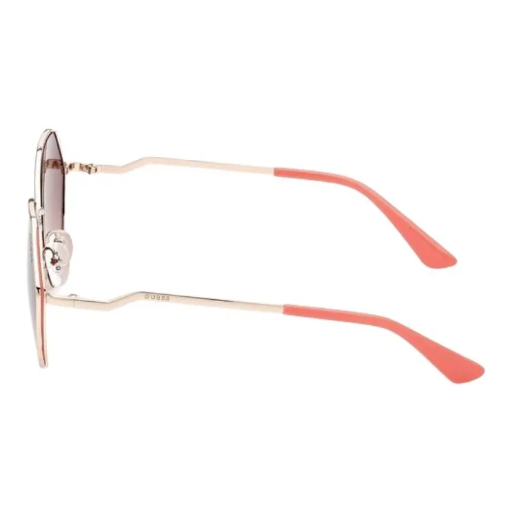 GUESS Metal Irregular Shape Sunglasses Women's Gold-2