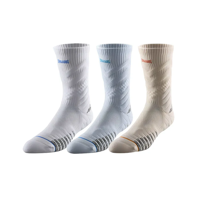 SPALDING Professional Basketball Socks Trendy Versatile Warm Elite Socks Comprehensive Training Unisex 3 Pack-22