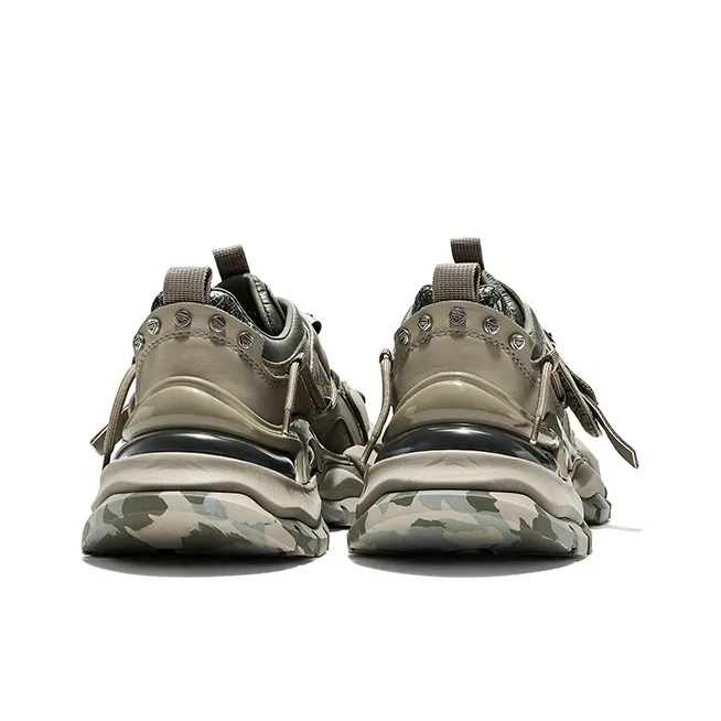 HR Slip Resistant Low Top Chunky Sneakers Women's Gray Green-3