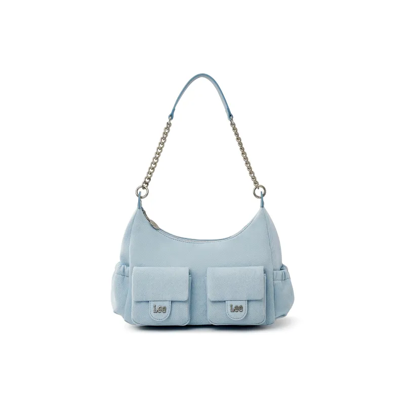 Lee Fabric Hobo Bag, One Shoulder Handbag Women's Light Blue-0