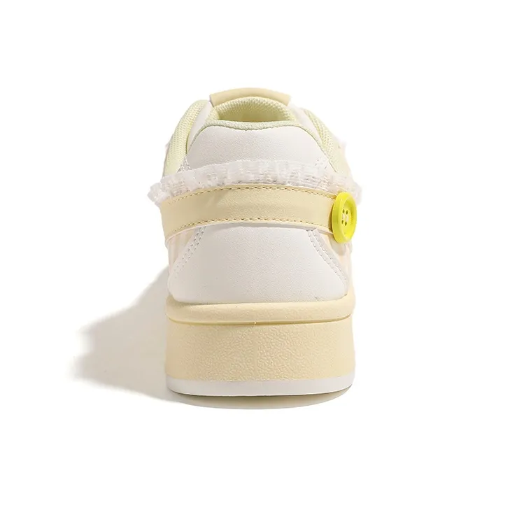 HUANQIU Cushioning, Abrasion Resistant, Height Increasing Low Top Skateboard Shoes Women's Lemon-3