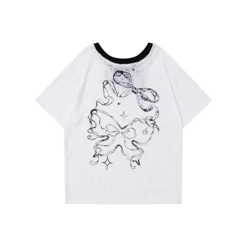 ABCMININ Drop Shoulder Sleeve T Shirt Women's-2