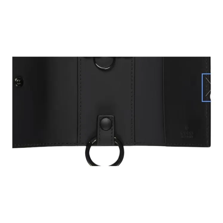 GUCCI Rubber Effect Leather Key Pouch Unisex Black-4