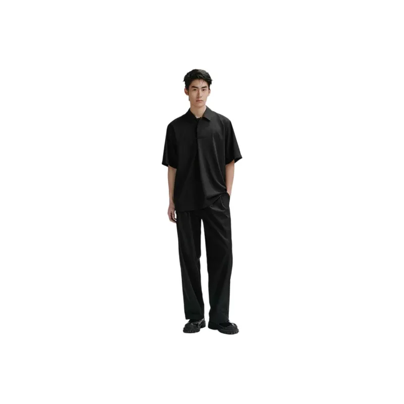 PEACEBIRD Polo Shirts Men Black-0
