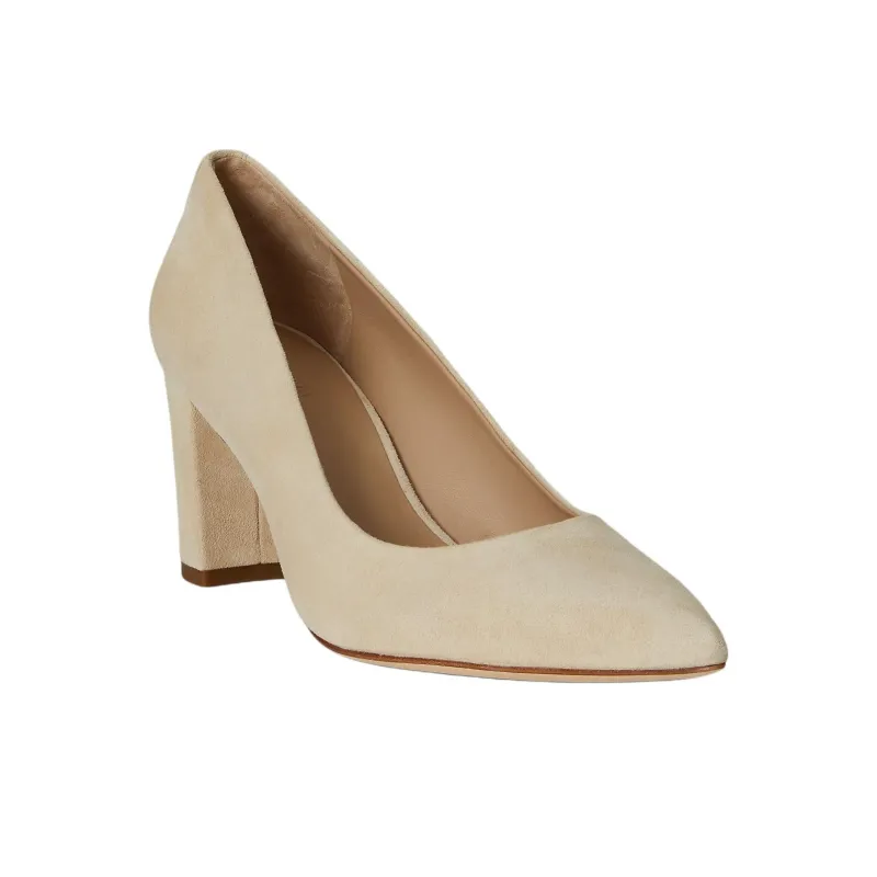 LAUREN RALPH LAUREN Lanette Chunky Heel High Heels 7cm Women's Ivory White-2