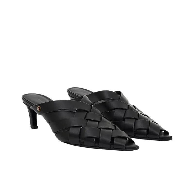 Anine Bing Closed Toe Slippers 6cm Women's Black-2