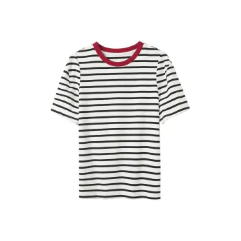 3COLOUR T Shirts Women's Black White Stripes