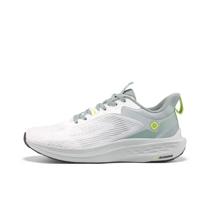 361° Cushioning, Wear Resistant Low Top Sprint Running Shoes Men's White Green-0