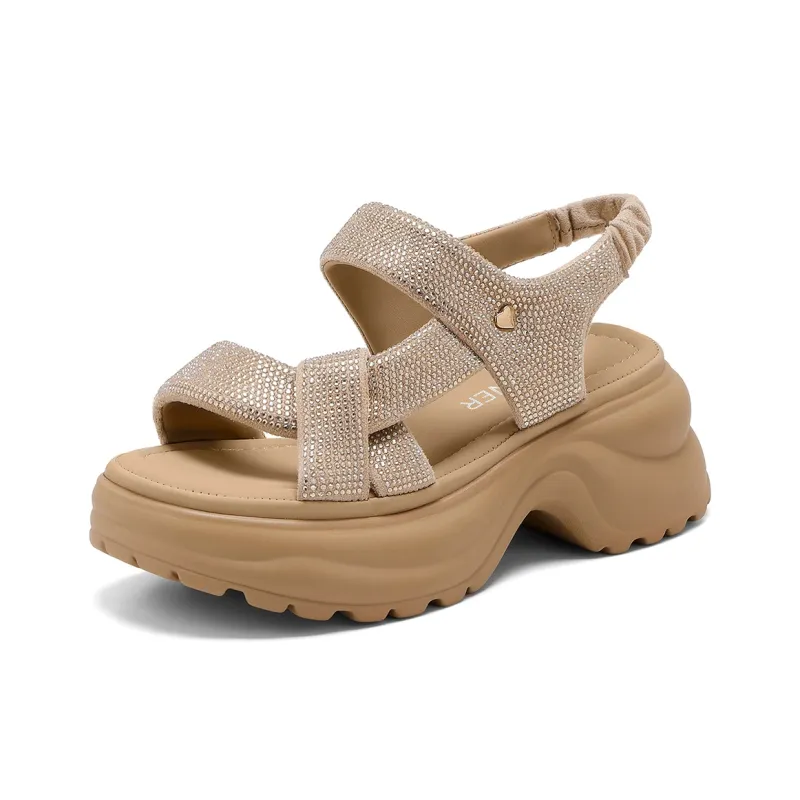 C°BANNER Beach Sandals Women's Beige/Black/Apricot-11