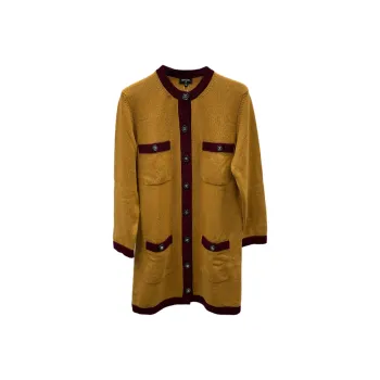 CHANEL 21K Long Sleeved Dress Women's Brown