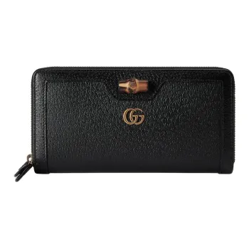 GUCCI Diana Leather Wallet Regular Women's Black
