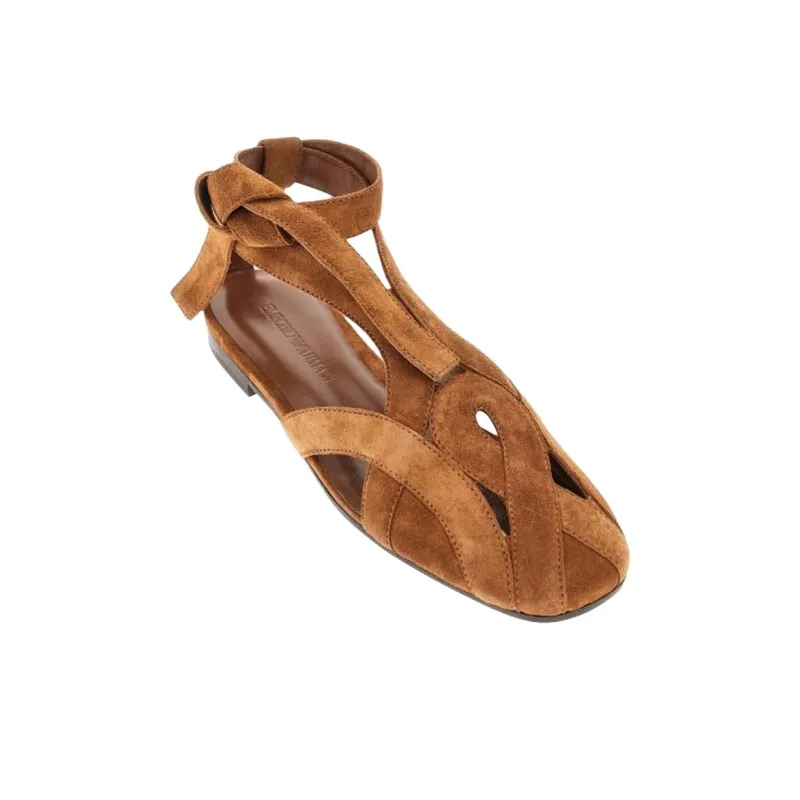 EMPORIO ARMANI One Strap Sandals Women's Brown-2