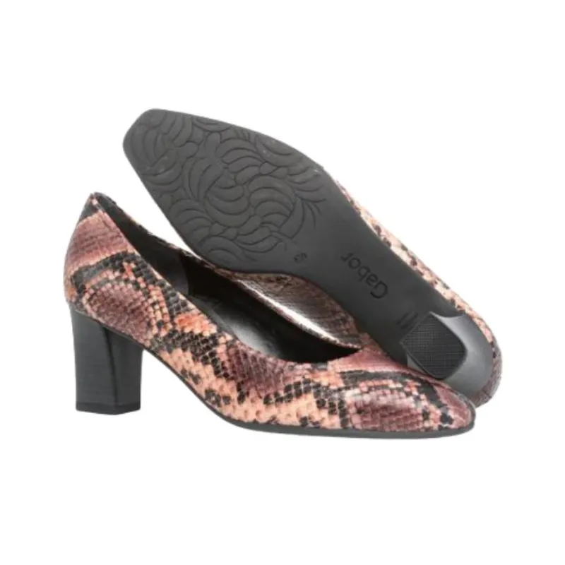 Gabor Enfiler Chunky Heel High Heels Women's Leopard Print-3