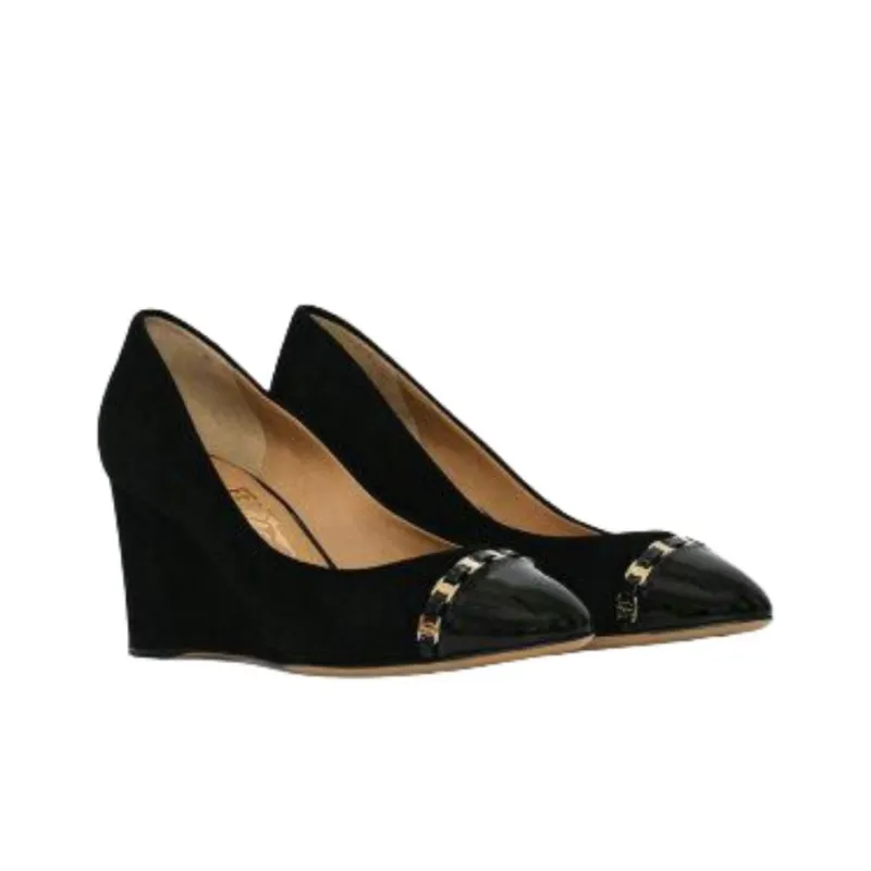 FERRAGAMO Wedge Heel High Heels Women's Black-2