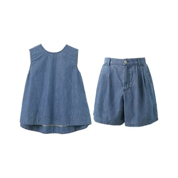 3COLOUR Casual Suits Women's Set Sky Blue Top+Shorts