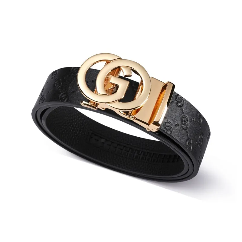 Cheekkiss Business Casual Top Grain Cow Leather Belts Men's 3.5cm Automatic Buckle Belt-9