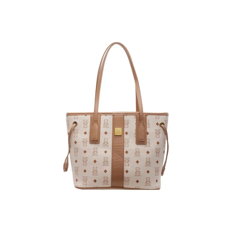 TOUTSEUL YOLO PU Tote Bag, Shopping Bag, Shoulder Bag Unisex White/Pink/Black/Brown/Black & White-0