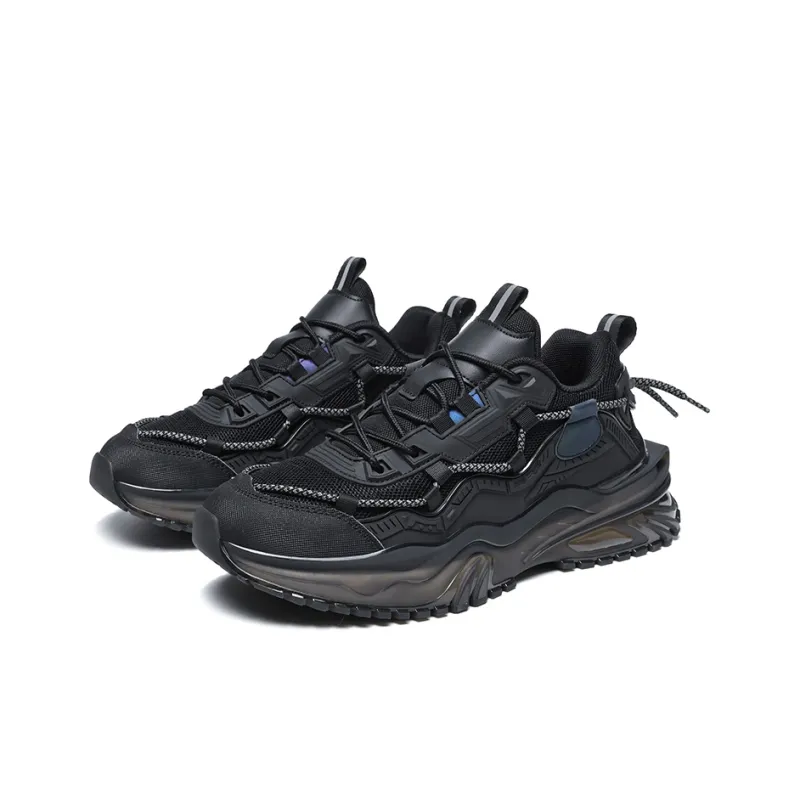 KYMOOU Shock Absorbers Slip Resistant Breathable Low Top Chunky Sneakers Men's Black-1