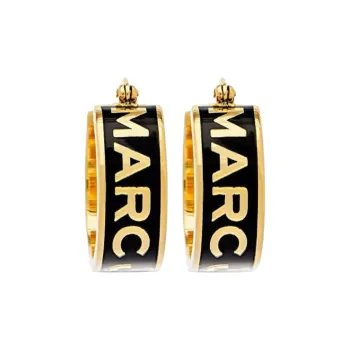 MARC JACOBS The Button Enamel Logo Hoop Earrings