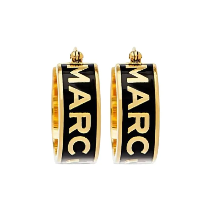MARC JACOBS The Button Enamel Logo Hoop Earrings-0