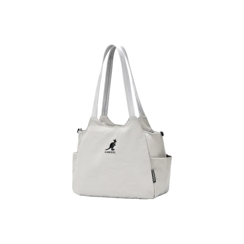 KANGOL Nylon Tote Bag, Shoulder Bag Medium Size Unisex Light Gray/Ivory White/Peach Pink/Black-1