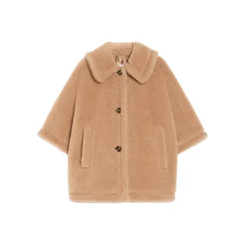 MaxMara Tenebre4 Collection Teddy Fabric Cape Cloak Women's Camel