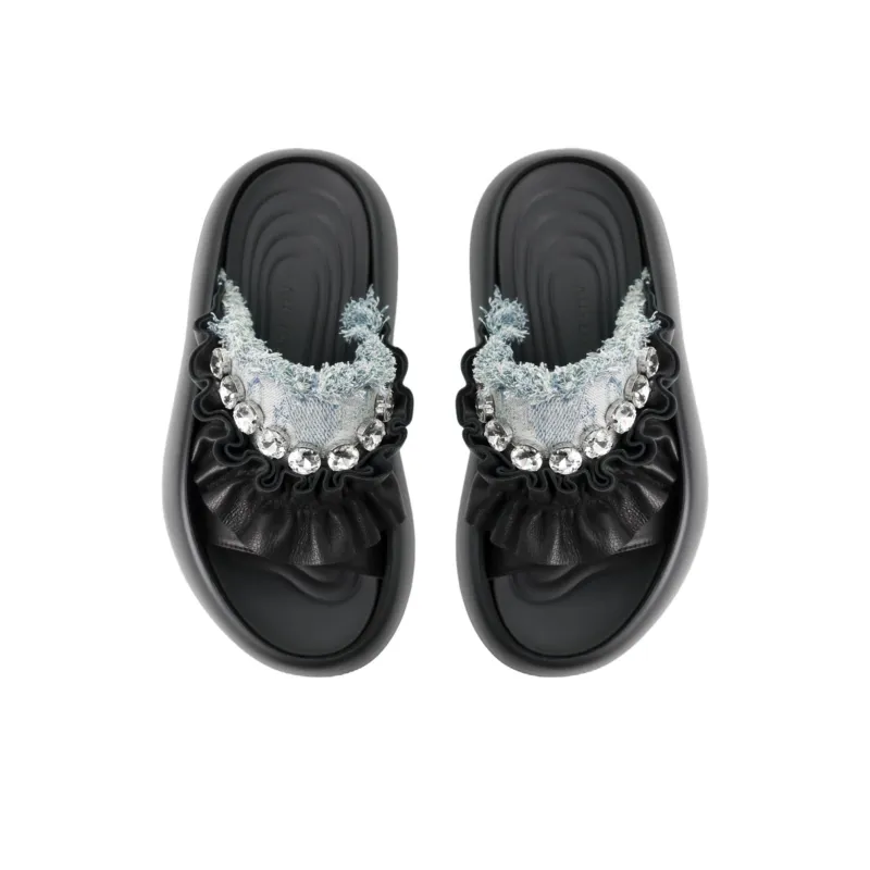 NUTTINESS Abrasion Resistant Cushioning Slide Slippers Women's Black-3