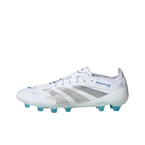 Adidas PREDATOR ELITE Soccer Shoes Unisex Low Top Cloud White/Metallic Silver/Bright Royal Blue