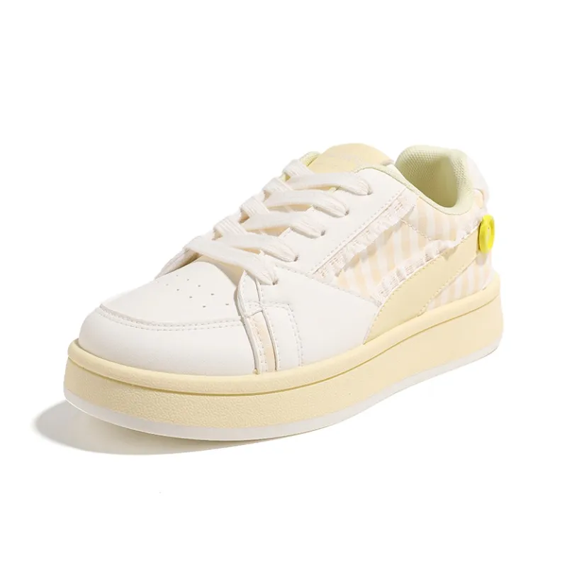 HUANQIU Cushioning, Abrasion Resistant, Height Increasing Low Top Skateboard Shoes Women's Lemon-1