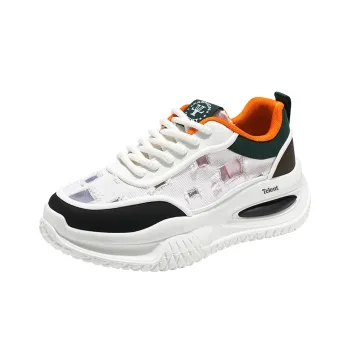 TELENT Cushioning And Breathable Low Top Casual Shoes Men's White Orange