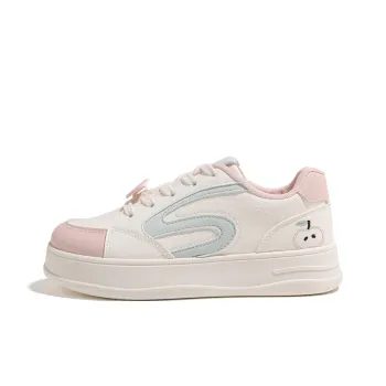 HUANQIU Cushioning, Abrasion Resistant, Height Increasing Low Top Skateboard Shoes Women's Beige Pink