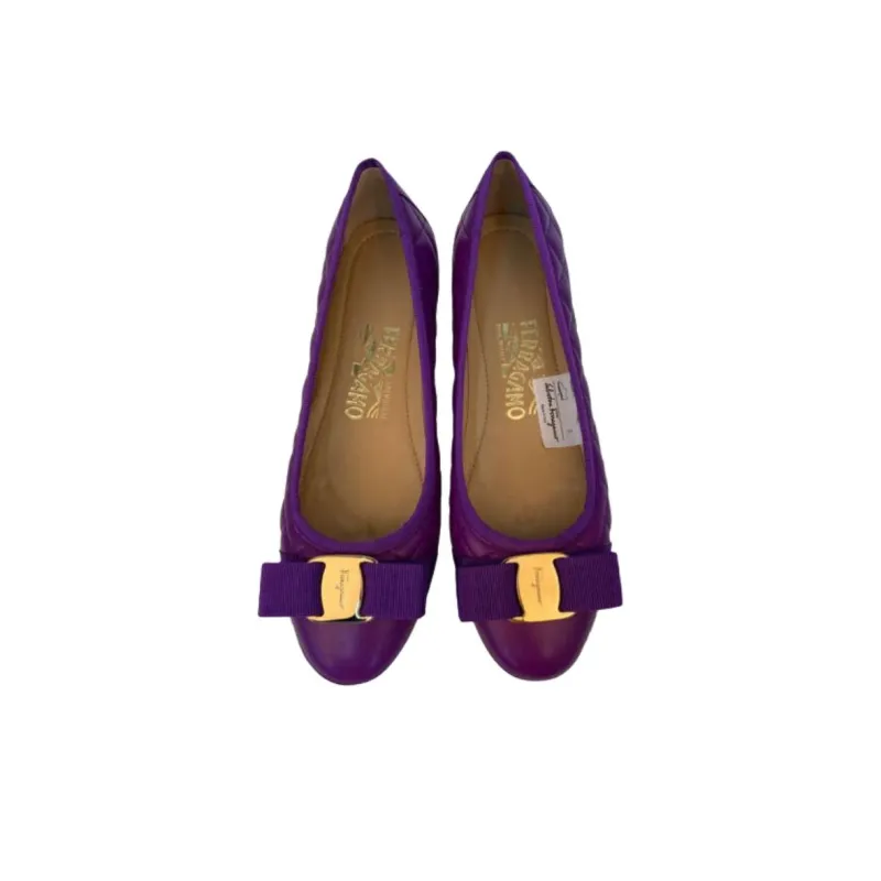FERRAGAMO Vara Casual Single Shoes Women's Purple-3