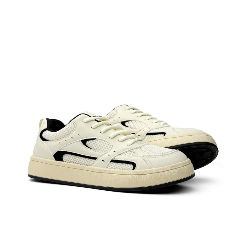 Mengsai Cushioning, Wear Resistant Low Top Skateboard Shoes Men's Beige Black-3