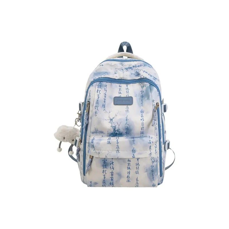 WICKBUEN Nylon Backpack Unisex Black/Pink/Yellow/Green/Blue-17