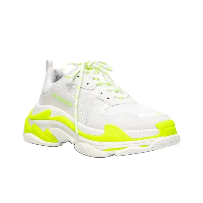 Balenciaga Triple S Low Top Chunky Sneakers Men's Neon Yellow-2